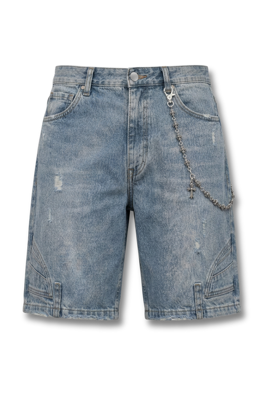 Cross Chain Cargo Denim Short