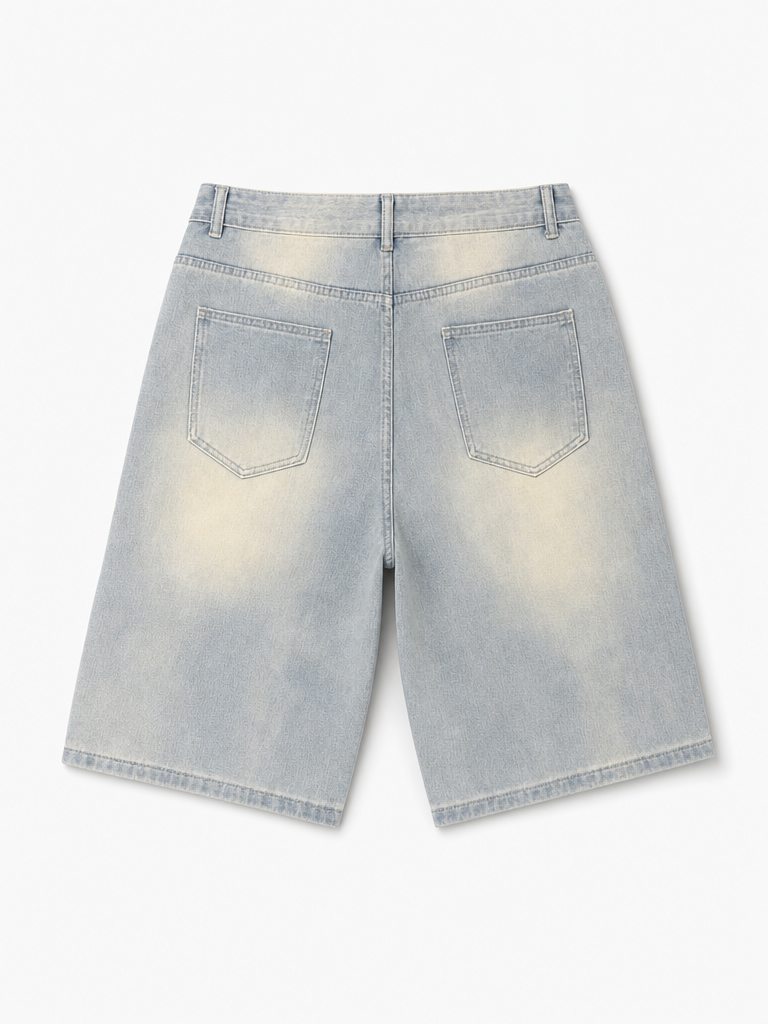 Bone Wash Denim Short