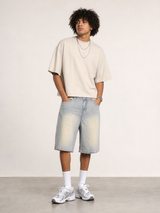 Bone Wash Denim Short