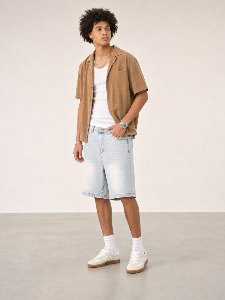 Ice Wash Denim Short